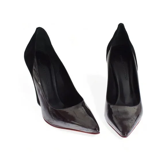 Cédric Charlier Gray Black Leather Suede Heels Pumps Shoes